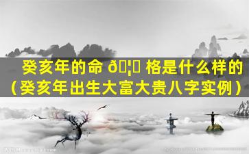 癸亥年的命 🦅 格是什么样的（癸亥年出生大富大贵八字实例）